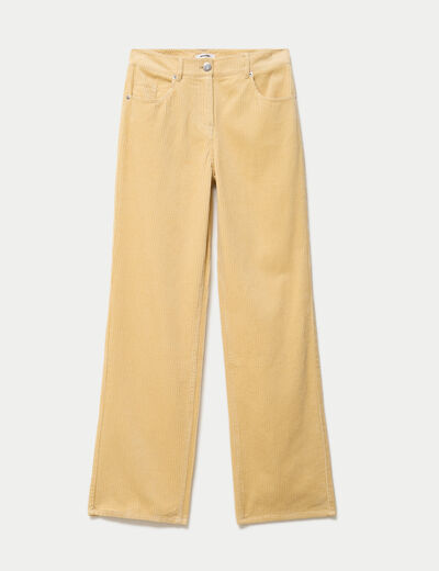 Pantalon bootcut en velours jaune pastel