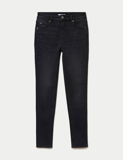 Jean skinny taille standard denim noir ado
