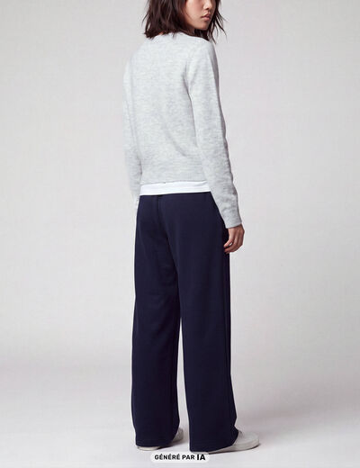 Pull col rond manches longues gris clair