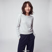 Pull col rond manches longues gris clair