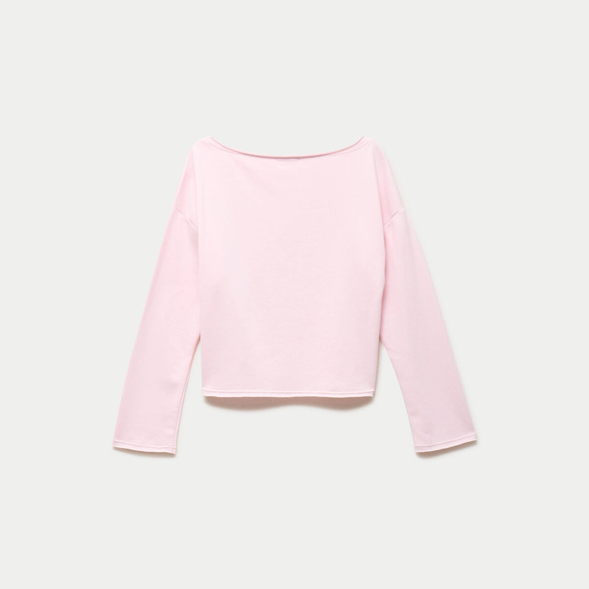 Sweat oversize cropped col bateau rose clair ado