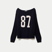 Pull col bateau manches longues bleu marine