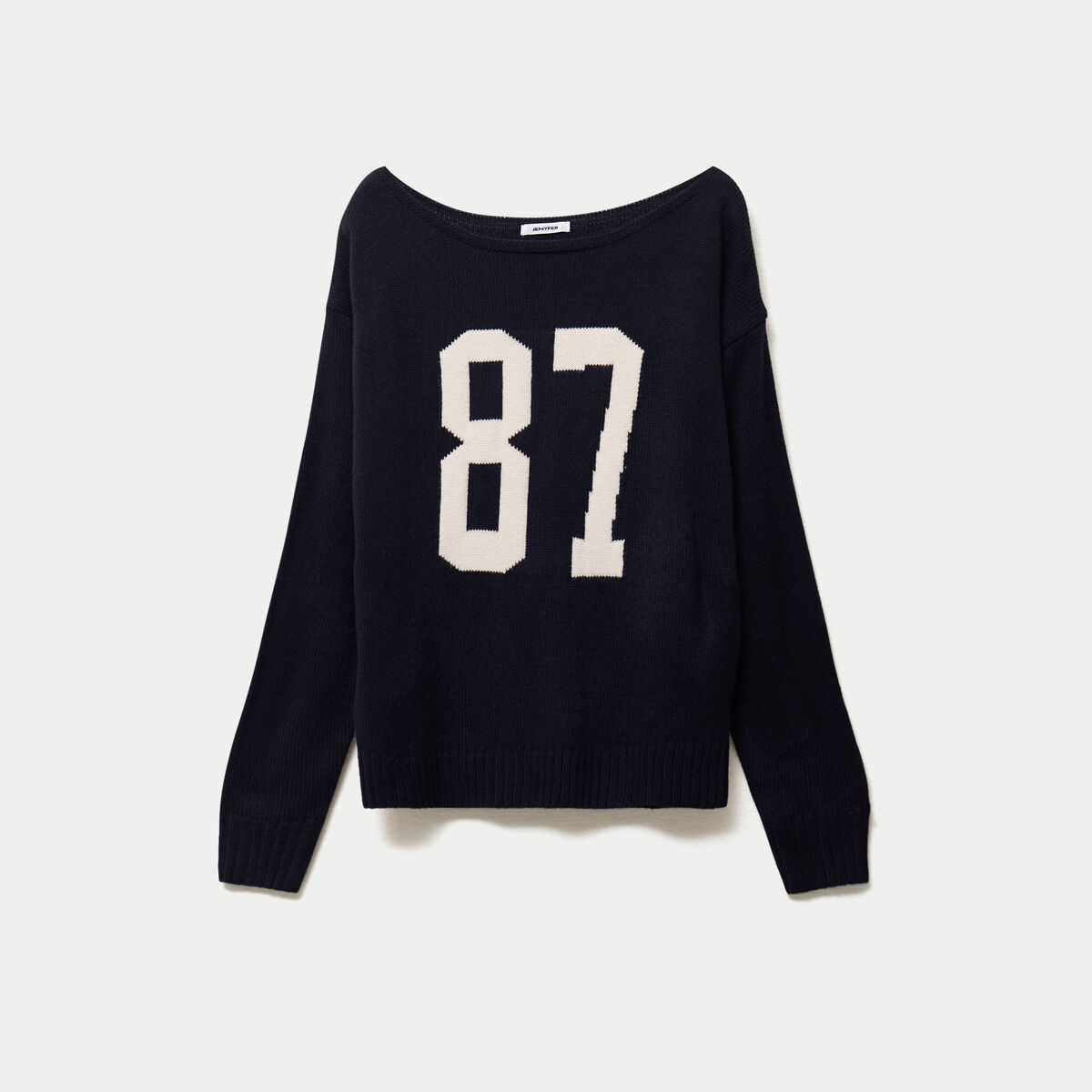 Pull col bateau manches longues bleu marine