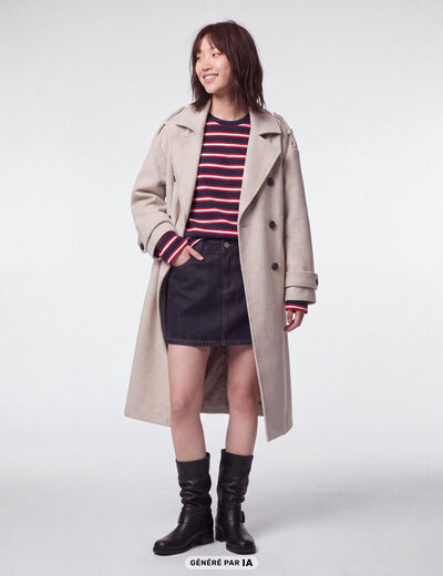Manteau manches longues taupe