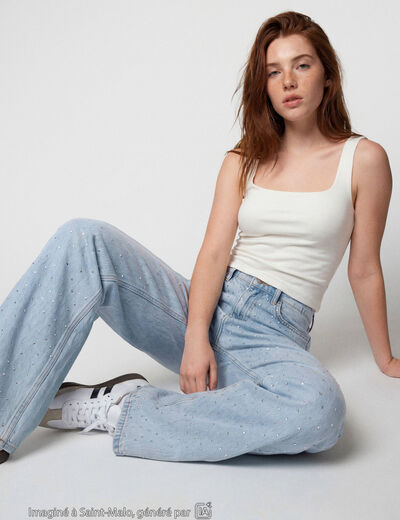 Jean Lenny wide leg taille standard denim bleach
