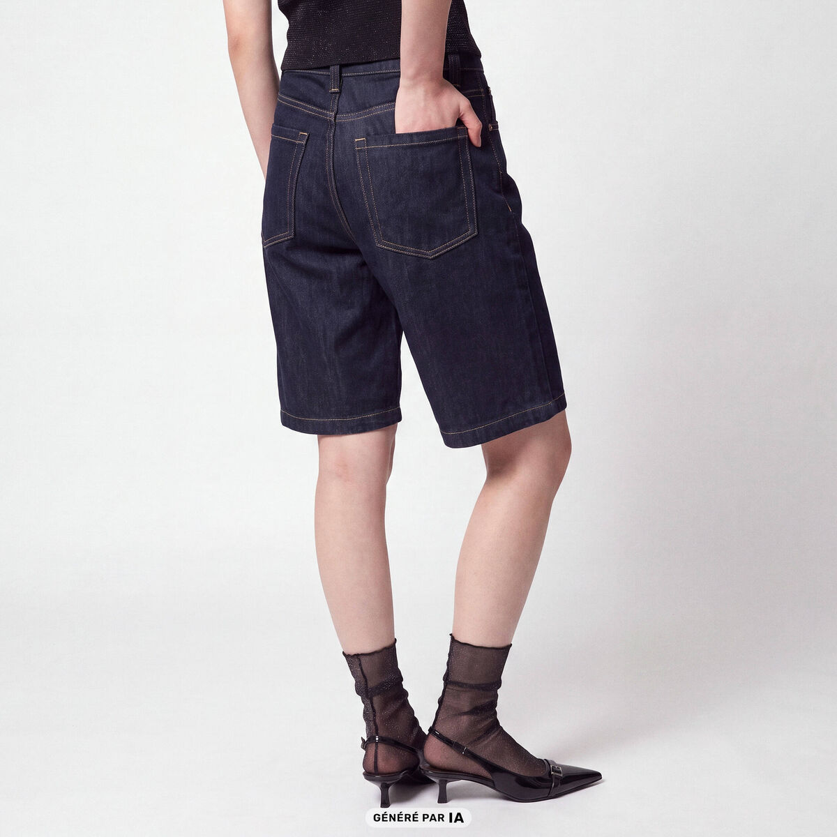 Bermuda large en jean 5 poches denim brut
