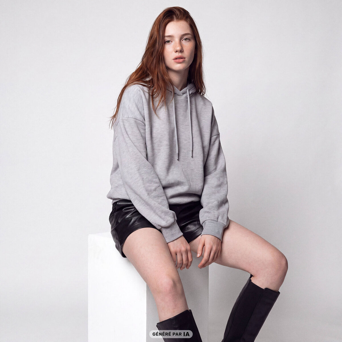 Short taille haute en similicuir noir