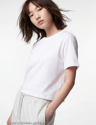 T-shirt col rond manches courtes blanc