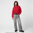 Sweat oversize &agrave; capuche manches longues rouge
