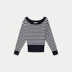 Pull col bateau manches longues bleu marine
