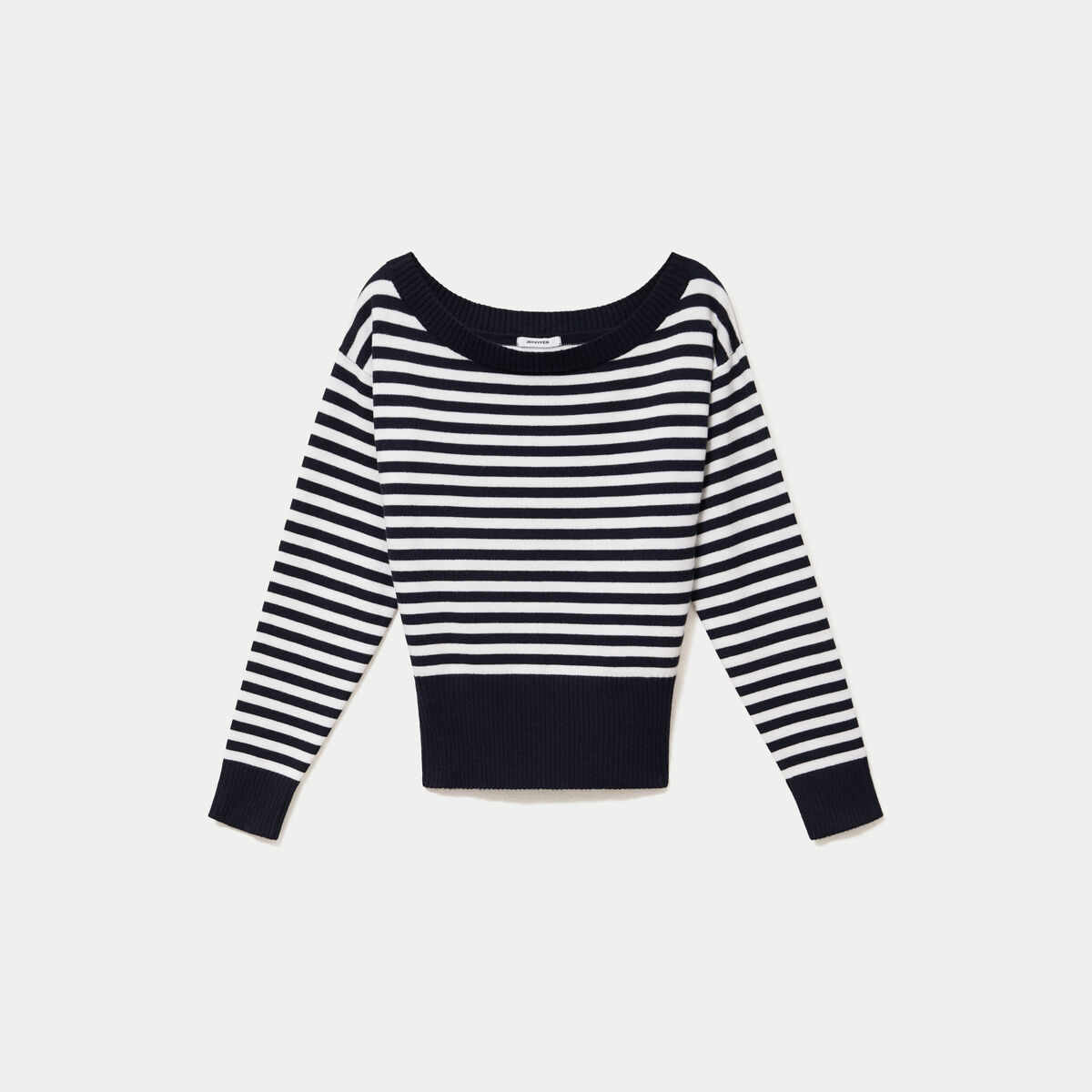 Pull col bateau manches longues bleu marine
