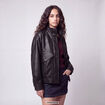 Veste oversize similicuir col biker noir