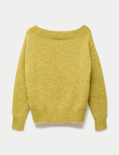 Pull col rond manches longues jaune clair