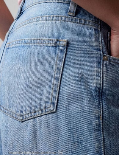 Jean Lenny wide leg taille standard denim triple stone