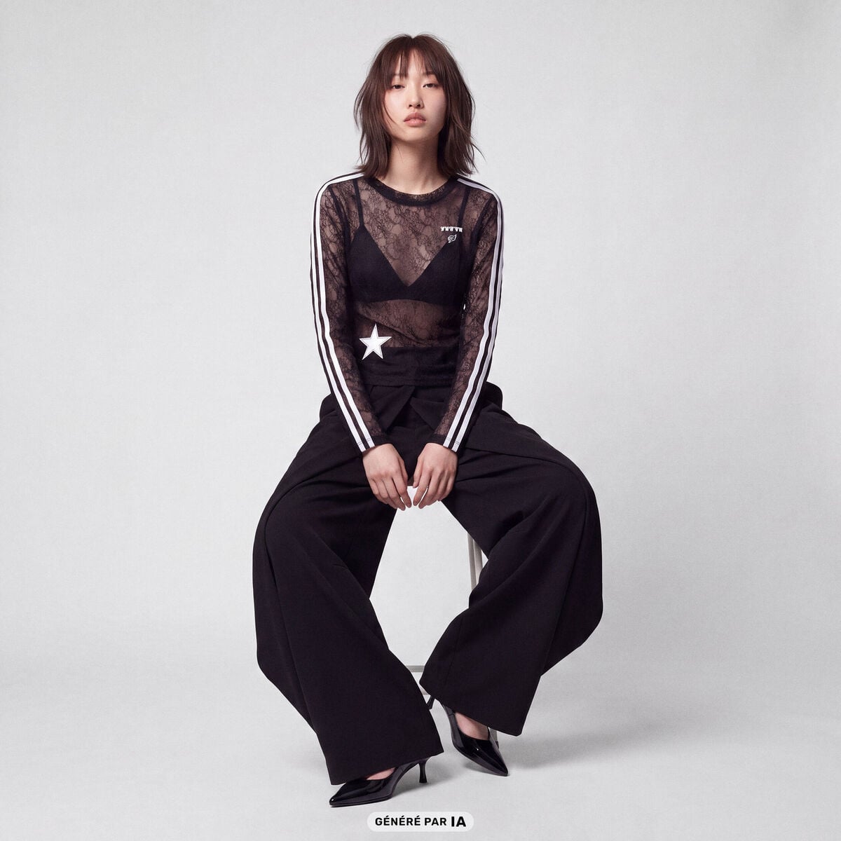 Pantalon coupe large noir