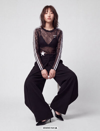 Pantalon coupe large noir