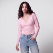 Top ajust&eacute; court manches longues rose