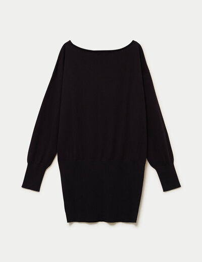 Robe pull col bateau manches longues noir