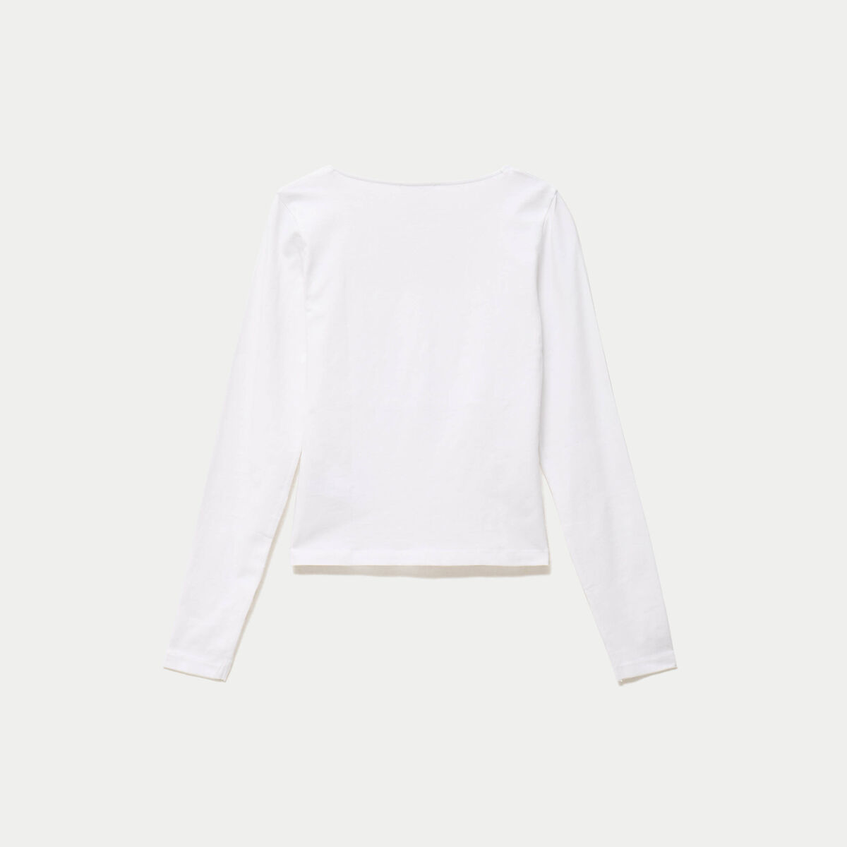 T-shirt ajust&eacute; d&eacute;collet&eacute; manches longues blanc