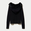 Gilet cintr&eacute; fausse fourrure &agrave; capuche noir