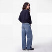 Gilet ajust&eacute; cropped manches longues bleu marine