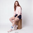 Sweat oversize &agrave; capuche manches longues rose clair