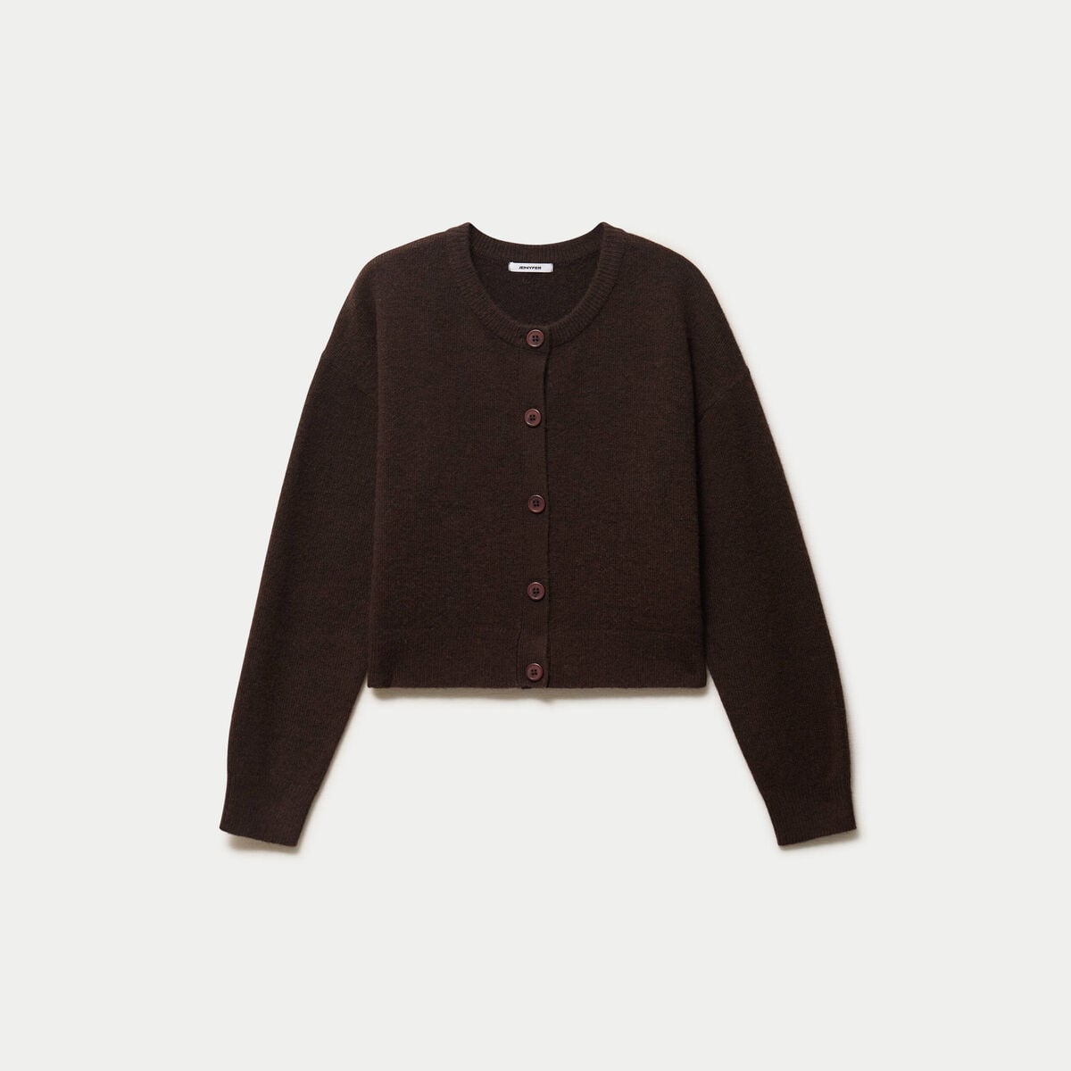 Gilet ajust&eacute; cropped manches longues marron fonc&eacute;