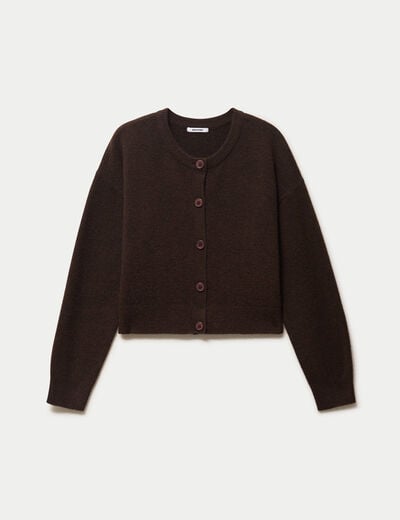 Gilet ajust&eacute; cropped manches longues marron fonc&eacute;