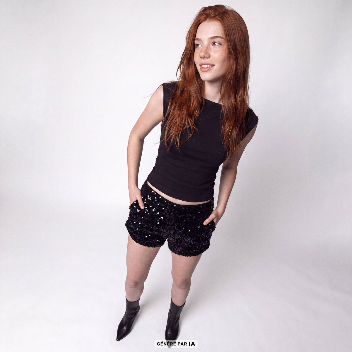 Short slim cigarette &agrave; sequins noir