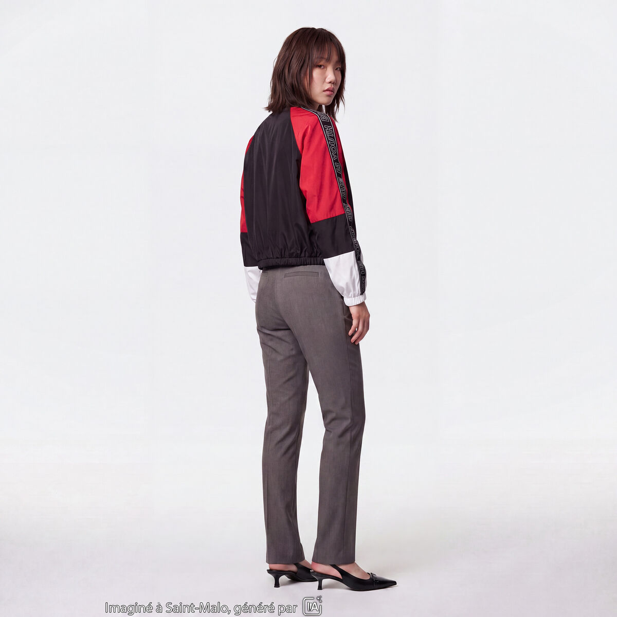 Pantalon bootcut taille basse gris fonc&eacute;
