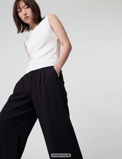 Pantalon flare stretch taille standard noir