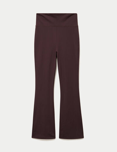 Leggings bootcut taille haute stretch marron fonc&eacute;