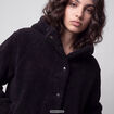 Blouson court droit effet polaire noir