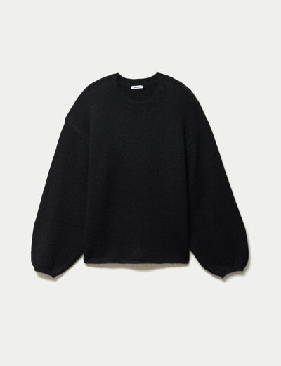 Pull oversize col rond manches longues noir