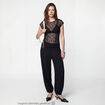 Top transparent sans manches dentelle noir