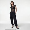Pantalon large en cr&ecirc;pe taille standard noir