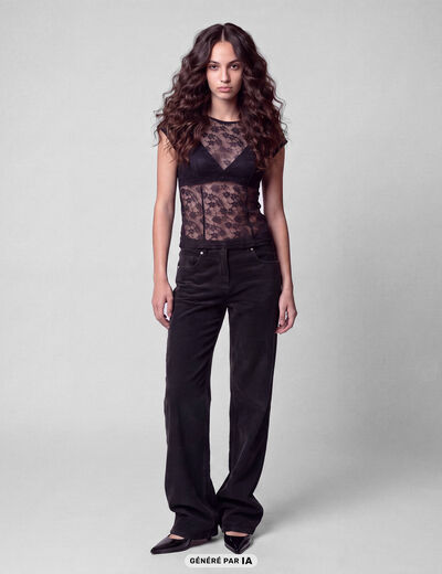 Pantalon bootcut en velours gris