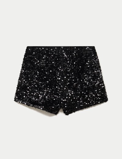 Short slim cigarette &agrave; sequins noir