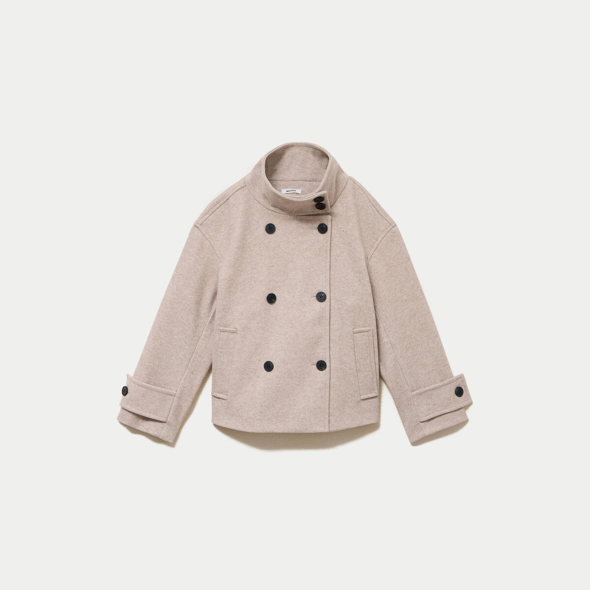 Caban oversize court col montant beige
