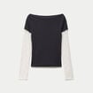 Haut double col bateau manches longues noir