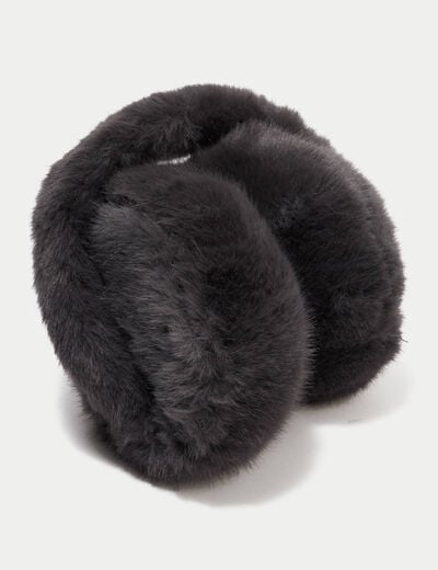 Cache-oreilles en fausse fourrure gris