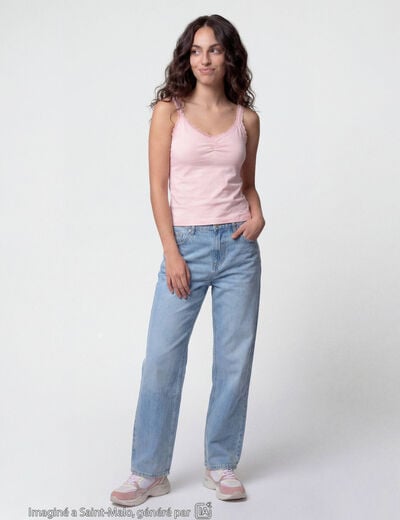 Jean wide leg taille standard denim triple stone ado