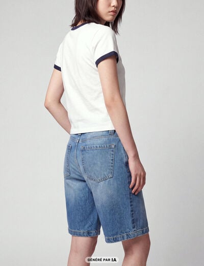 Bermuda large en jean 5 poches denim double stone