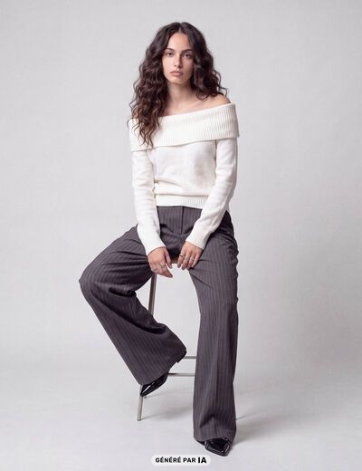 Pantalon coupe large taille standard gris anthracite
