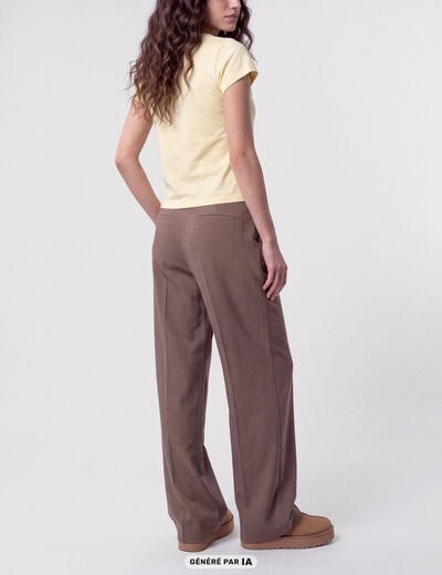 Pantalon coupe large taille standard taupe