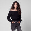 Pull oversize col bardot manches longues noir