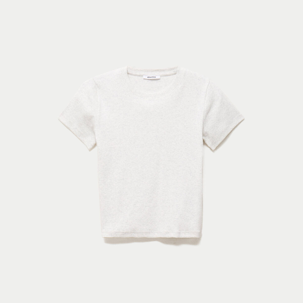T-shirt ajust&eacute; col rond manches courtes ecru