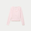 T-shirt ajust&eacute; d&eacute;collet&eacute; manches longues rose clair