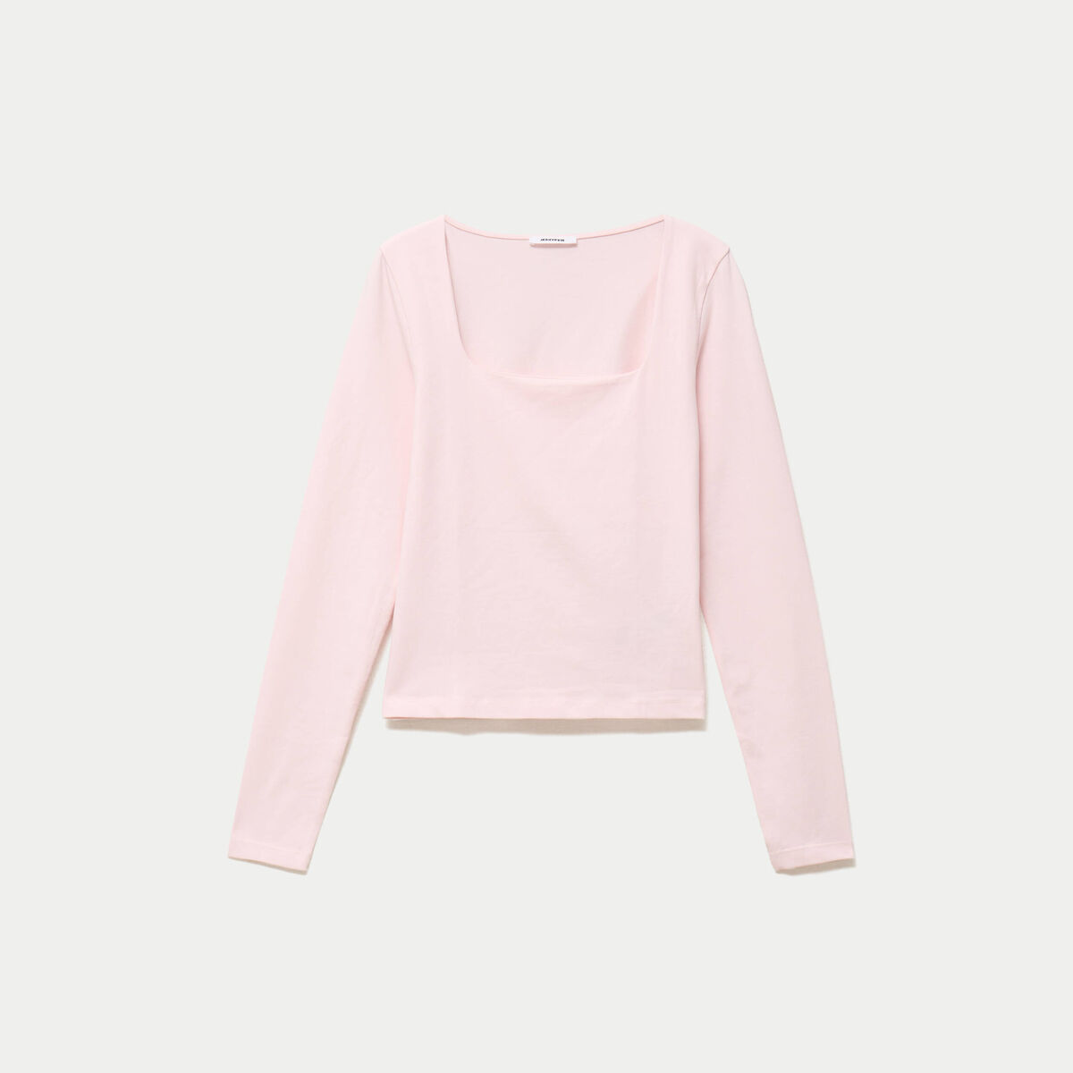 T-shirt ajust&eacute; d&eacute;collet&eacute; manches longues rose clair