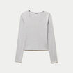 T-shirt ajust&eacute; col rond manches longues gris clair